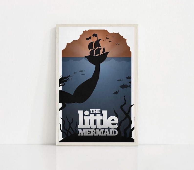 The Little Mermaid 1989 Classic Movie Canvas Poster UNFrame 8''x12'',12''x18'',14''x21'',16''x24'',20''x30'',24''x36'' N