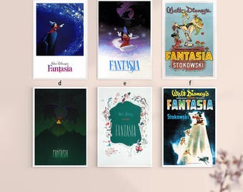 Poster su tela del film classico della serie Fantasia senza cornice 8''x12'', 12''x18'', 14''x21'', 16''x24'', 20''x30'', 24''x36''
