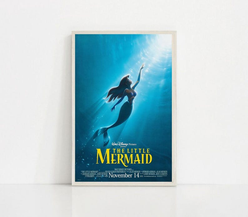 The Little Mermaid 1989 Classic Movie Canvas Poster UNFrame 8''x12'',12''x18'',14''x21'',16''x24'',20''x30'',24''x36'' D