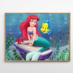 The Little Mermaid 1989 Classic Movie Canvas Poster UNFrame 8''x12'',12''x18'',14''x21'',16''x24'',20''x30'',24''x36'' Q