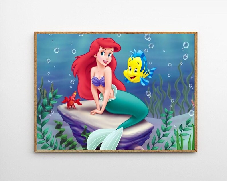 The Little Mermaid 1989 Classic Movie Canvas Poster UNFrame 8''x12'',12''x18'',14''x21'',16''x24'',20''x30'',24''x36'' Q