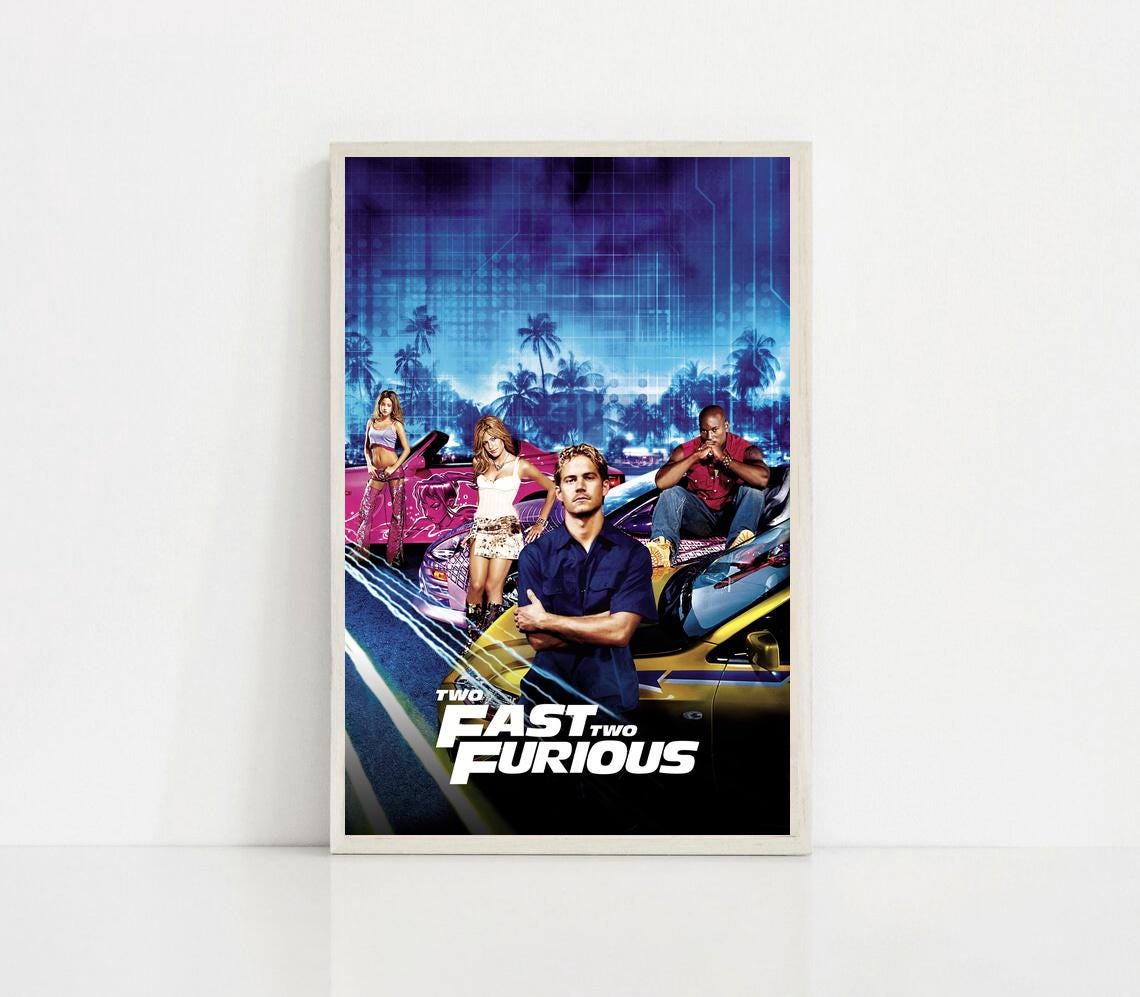 2 Fast 2 Furious 2003 Classic Movie Canvas Poster Unframe 8''x12