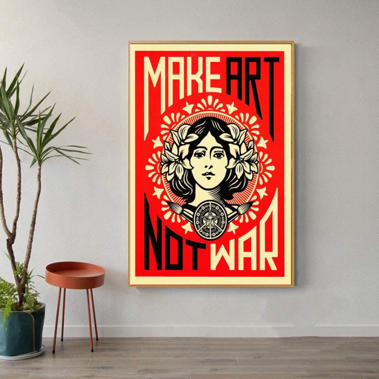 Make Art Not War Celebrity Canvas Poster Unframe Etsy