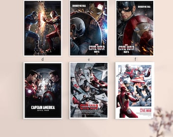 Kapitan Ameryka: Wojna bohaterów 2016 Klasyczny film Plakat na płótnie bez ramki 8''x12'', 12''x18'', 14''x21'', 16''x24'', 20''x30'', 24''x36''