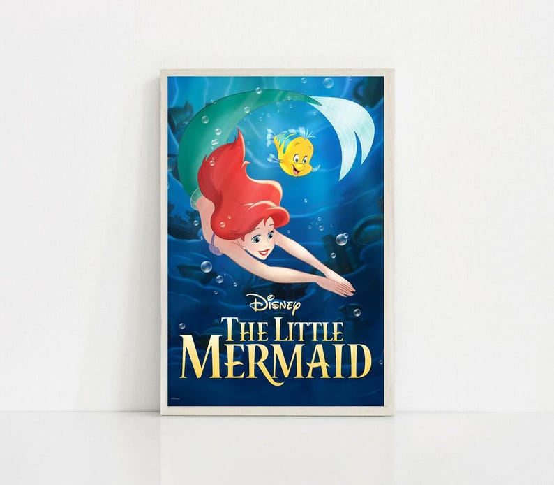 The Little Mermaid 1989 Classic Movie Canvas Poster UNFrame 8''x12'',12''x18'',14''x21'',16''x24'',20''x30'',24''x36'' K