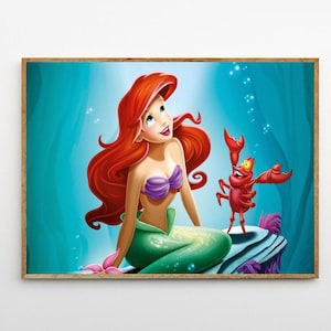 The Little Mermaid 1989 Classic Movie Canvas Poster UNFrame 8''x12'',12''x18'',14''x21'',16''x24'',20''x30'',24''x36'' P