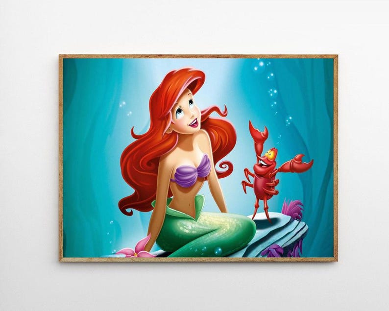 The Little Mermaid 1989 Classic Movie Canvas Poster UNFrame 8''x12'',12''x18'',14''x21'',16''x24'',20''x30'',24''x36'' P