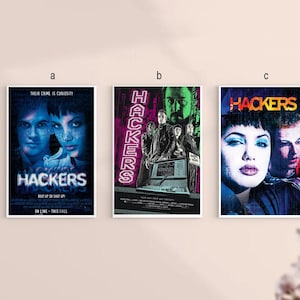 Pôster em tela do clássico filme Hackers (1995), sem moldura, nos tamanhos 8''x12'', 12''x18'', 14''x21'', 16''x24'', 20''x30'' e 24''x36''.