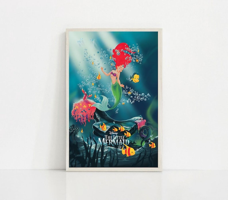 The Little Mermaid 1989 Classic Movie Canvas Poster UNFrame 8''x12'',12''x18'',14''x21'',16''x24'',20''x30'',24''x36'' J