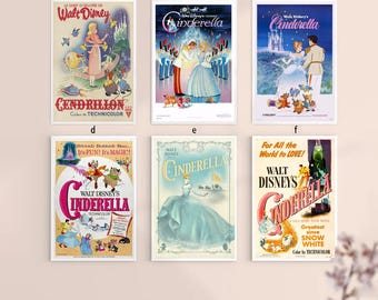 Póster de película clásica de la serie Cenicienta, sin marco, 8''x12'', 12''x18'', 14''x21'', 16''x24'', 20''x30'', 24''x36''