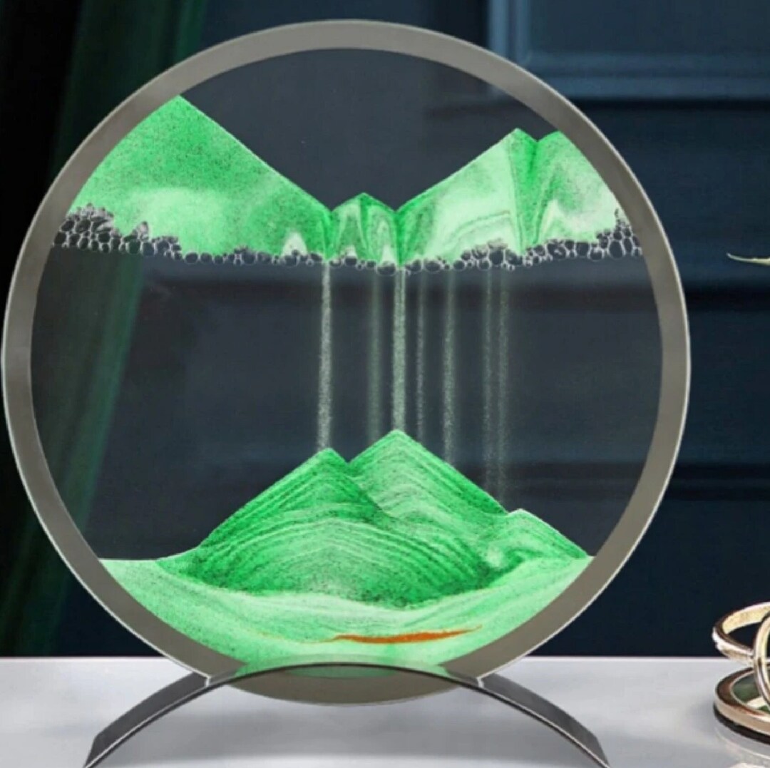 Moving Sand Art Sculpture, Flowing Sand Picture, Rounded Frame Sand