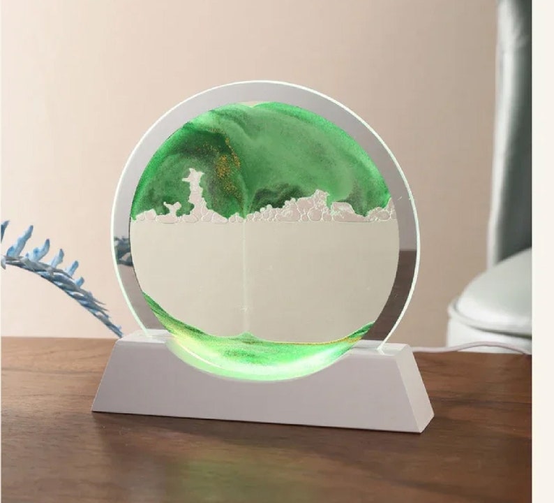 Moving Sand Art Sculpture, Flowing Sand Picture, Rounded Frame Sand