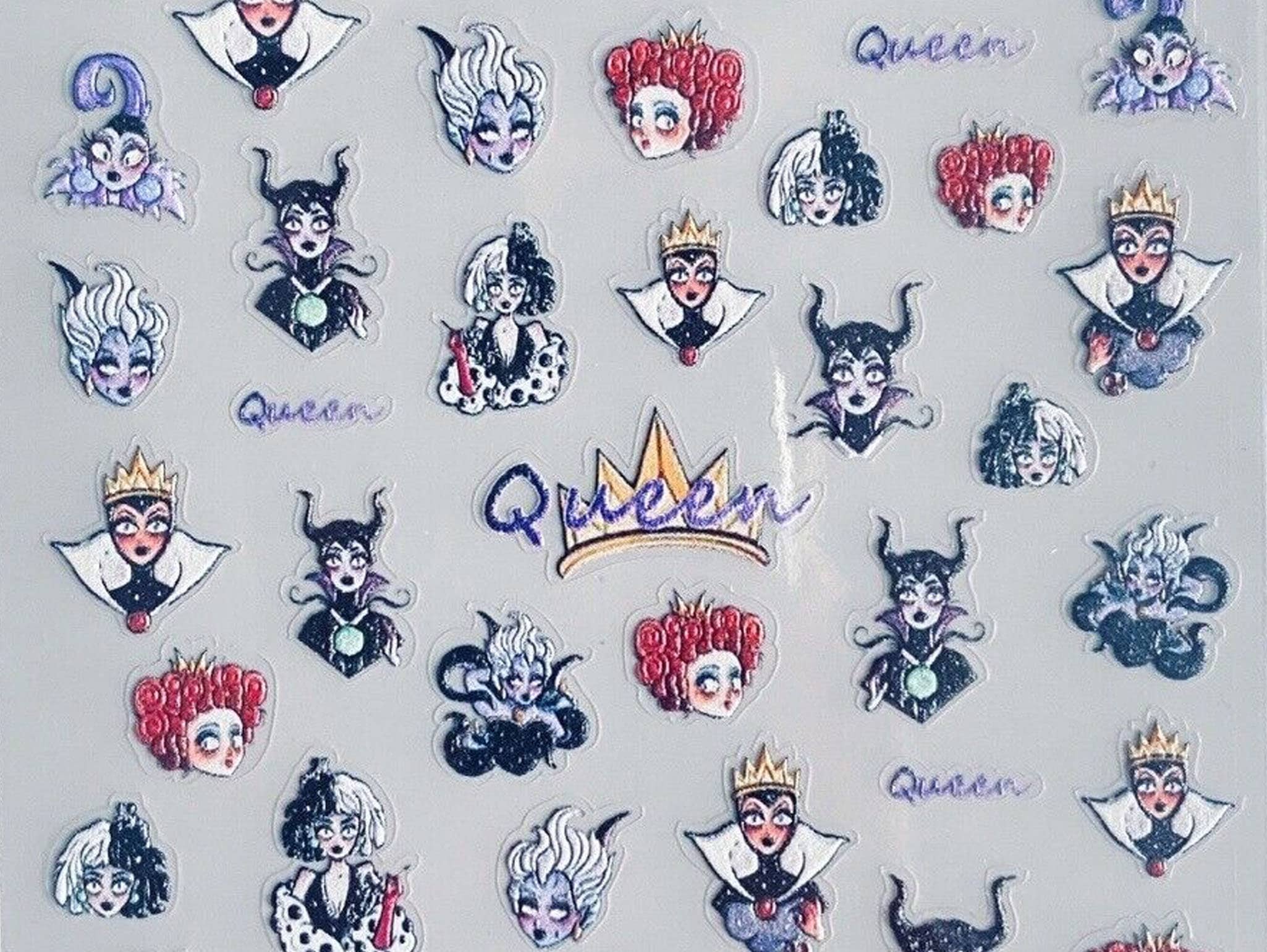 5D Disney Villains Nail Art Stickers Evil Queen Nail Decals Etsy