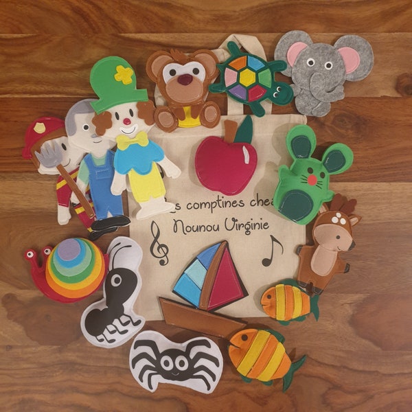 Sac à comptines avec 15 figurines