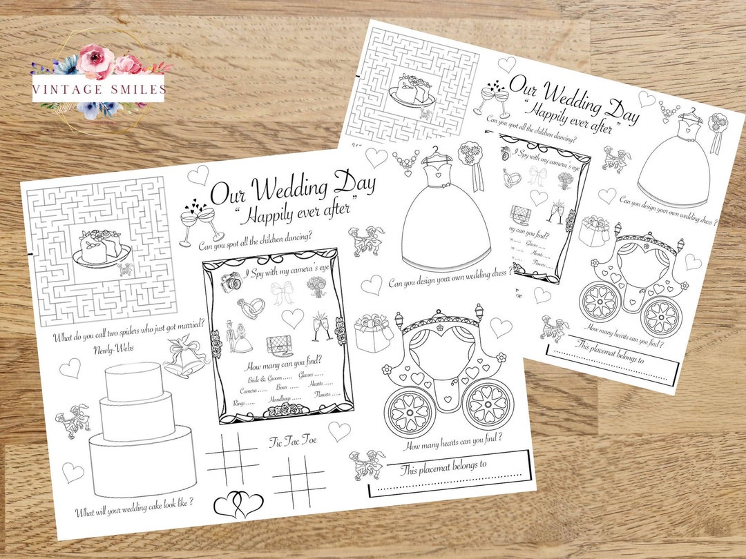 Children's Activity Placemats Wedding Activity Mat Etsy