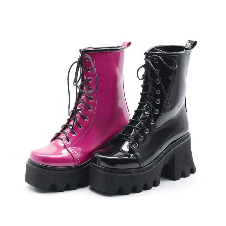 Women's Dark Gothic Platform Boots Pink Gothic Boots - Etsy