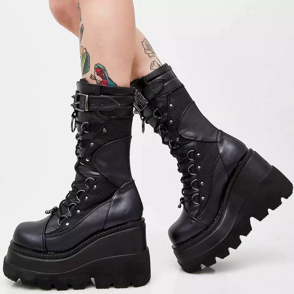 Punk Boots Y2K Boots Gothic Boots Knee High Boots Emo Boots Etsy
