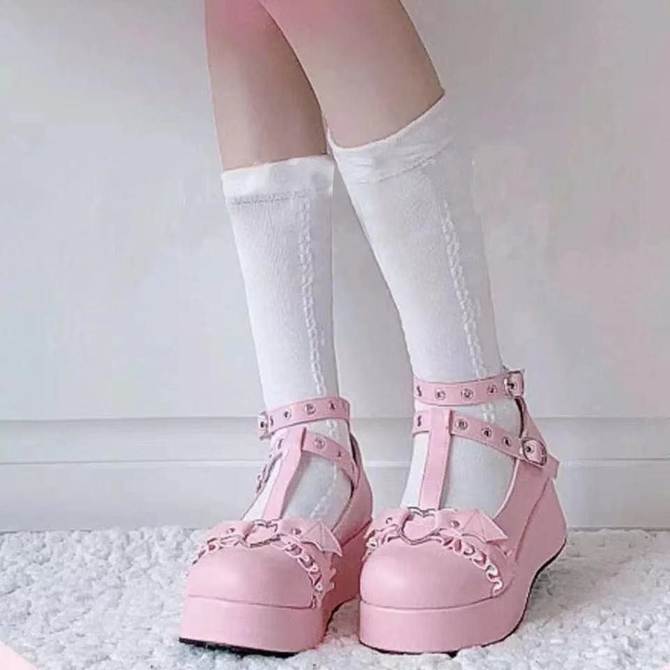 Pastel Goth Pink Mary Jane Platform Shoes Chunky Heels Cute - Etsy