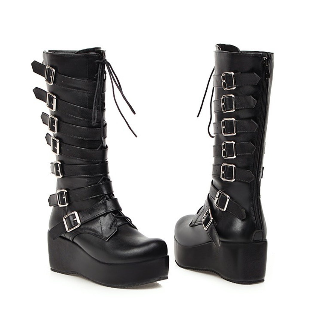 Women Punk Boots Goth Platform Shoes Goth Ankle Boots With - Etsy