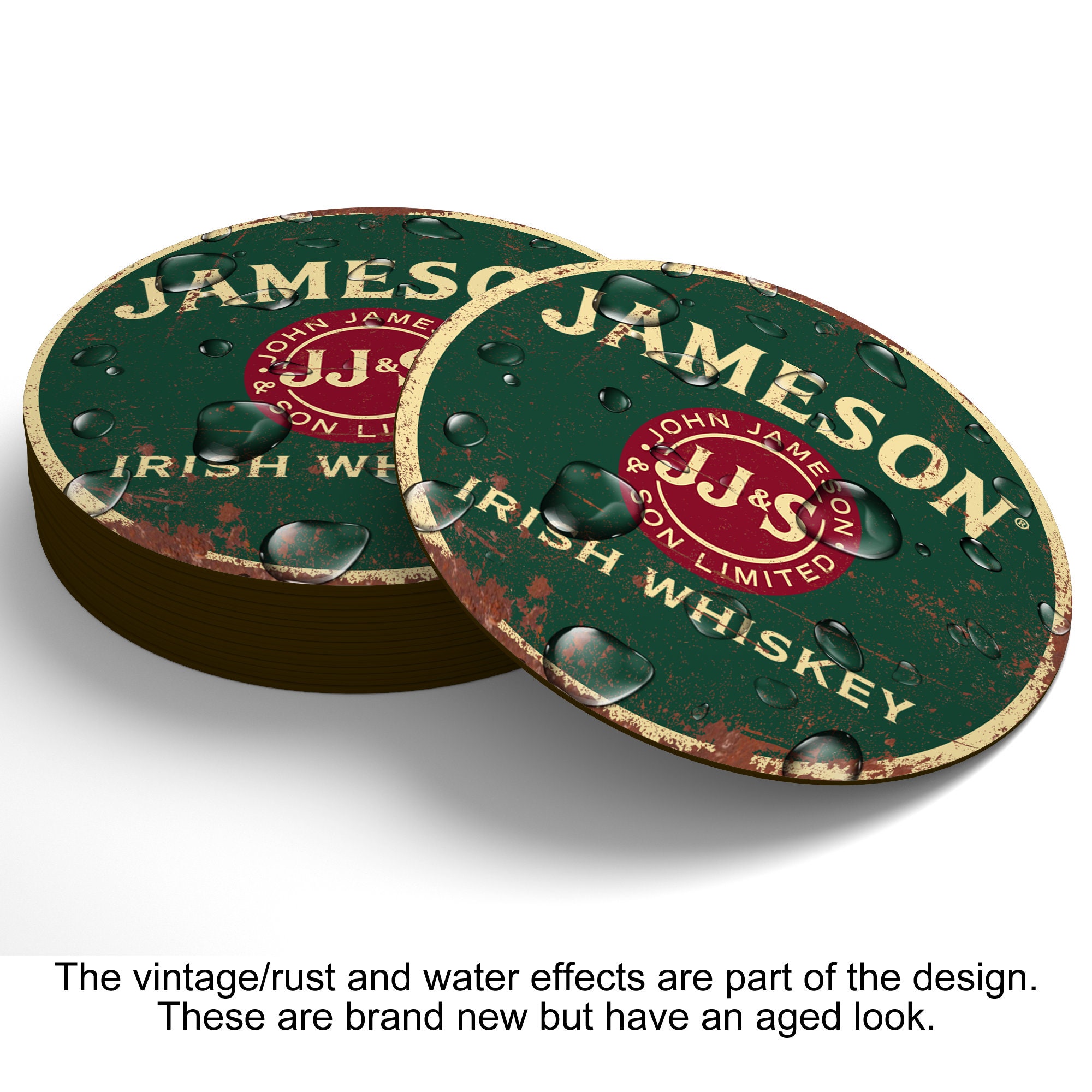 JAMESON IRISH WHISKEY Coasters. Vintage Style Retro Wood Bar Etsy