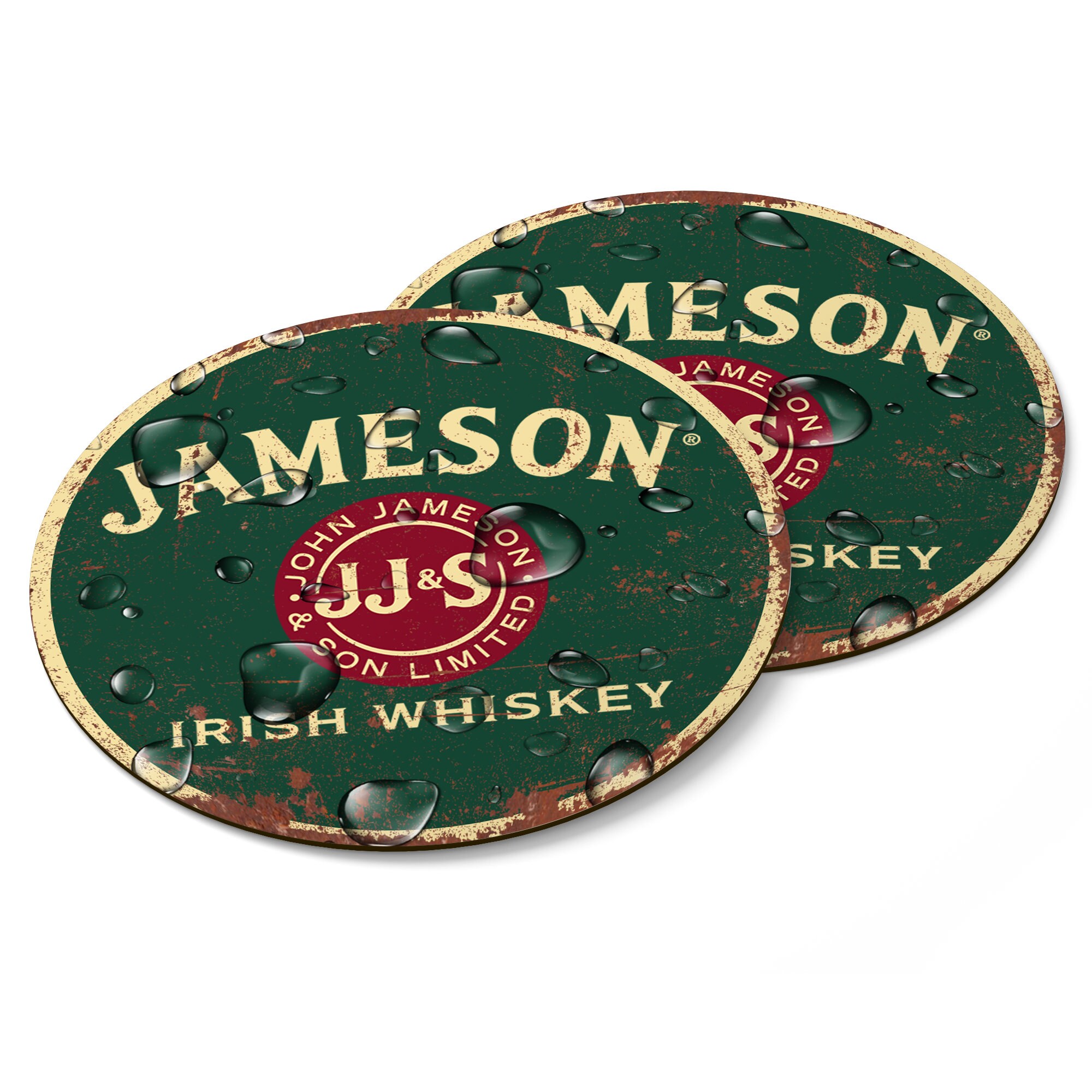 JAMESON IRISH WHISKEY Coasters. Vintage Style Retro Wood Bar Etsy