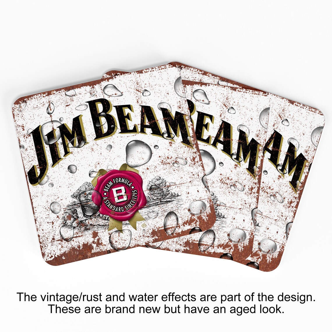 JIM BEAM Coasters. Vintage Style Retro Wood Bar Coaster Packs Etsy France