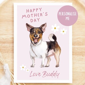Carte personnalisée de fête des mères des chiens, Jack Russell Terrier, carte personnalisée de fête des mères, maman de chien, maman, de bébé de fourrure, carte personnalisée
