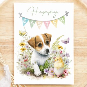 Jack Russel Osterkarte, Hund Osterkarten, Frohe Ostern, Süße Osterkarte, Lustige Osterkarten für Kinder, Hundeliebhaber, Süße Karten für Ostern