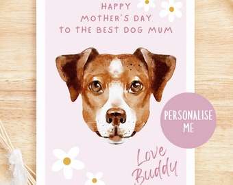 Personalised Mothers Day Card from the Dogs, Jack Russell Terrier, Personalised Mothers Day Card, Dog Mom, Mummy, From Fur Baby, Custom Card