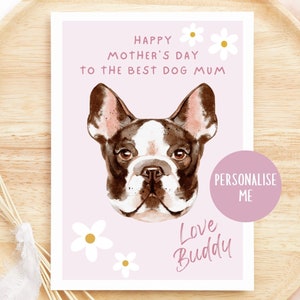 Biglietto personalizzato per la festa della mamma dai cani, regalo Bulldog francese, biglietto personalizzato per la festa della mamma, mamma cane, mummia, dal bambino in pelliccia, biglietto personalizzato