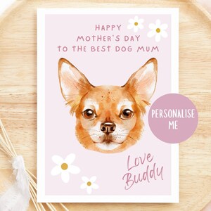 Carte personnalisée de fête des mères des chiens, cadeau chihuahua, carte personnalisée de fête des mères, maman chien, maman, de fourrure de bébé, carte personnalisée