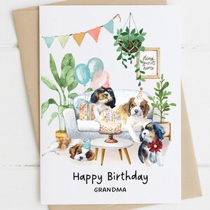 Carte d'anniversaire personnalisée Cavalier King Charles Spaniel, carte d'anniversaire pour amoureux des chiens, carte drôle, amoureux des plantes, carte de propriétaire de chien, dame folle des plantes