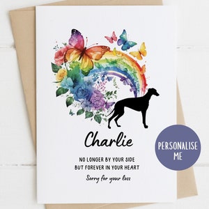 N'importe quelle race de chien, carte de condoléances lévrier, désolé pour votre perte, carte de sympathie pour la perte d'un chien, mort de chien, carte de chien Rainbow Bridge, carte de deuil