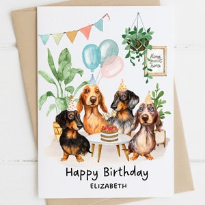 Carte d'anniversaire personnalisée teckels, tout âge, carte d'anniversaire pour amoureux des chiens, carte d'anniversaire drôle, amoureux des plantes, carte de propriétaire de chien, dame folle des plantes