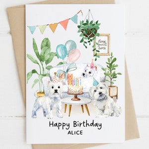 Carte d'anniversaire personnalisée chien maltais, carte d'anniversaire pour amoureux des chiens, carte drôle, amoureux des plantes, carte de propriétaire de chien, dame folle des plantes, merci