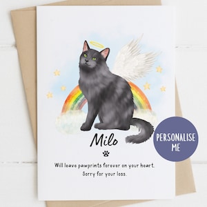 25 razze di gatti, carta di simpatia Nebelung, scusa per la tua perdita, carta di simpatia per la perdita del gatto, morte del gatto, carta del Ponte dell'Arcobaleno, carta di lutto