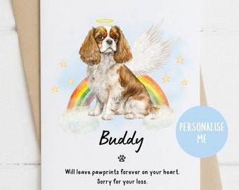 Cavalier King Charles-spaniël: condoleancekaart, sorry voor je verlies, kaart verlies hond, kaart Rainbow Bridge hond, kaart sterfgeval huisdier