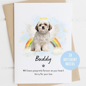 Carte de sympathie Shih Tzu, Désolé pour votre perte, Carte de sympathie pour la perte d'un chien, Mort de chien, Carte de chien Rainbow Bridge Carte de deuil d'animal de compagnie