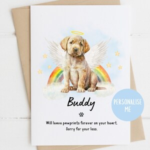 Carta di simpatia per Labrador Retriever, Mi dispiace per la tua perdita, Carta di simpatia per la perdita di un cane, Morte del cane, Carta per cani Rainbow Bridge, Carta per lutto per animali domestici