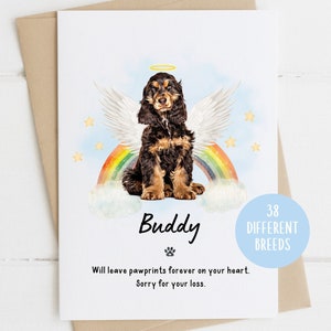 Cocker Spaniel Beileid Karte, Entschuldigung für Ihren Verlust, Hund Verlust Beileid Karte, Hund Tod, Rainbow Bridge Hundekarte, Haustier Trauerkarte