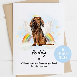 Carta di simpatia per bassotto, Mi dispiace per la tua perdita, Carta di simpatia per la perdita di un cane, Morte del cane, Carta per cani Rainbow Bridge, Carta per lutto per animali domestici