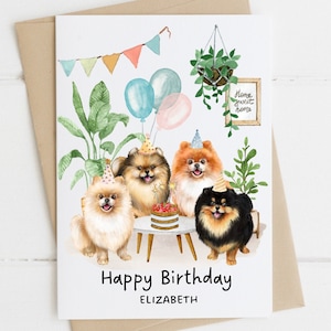 Carte d'anniversaire personnalisée de Poméranie, tout âge, carte d'anniversaire pour amoureux des chiens, carte d'anniversaire drôle, amoureux des plantes, carte de propriétaire de chien, dame folle des plantes