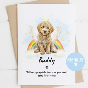 Cockapoo, Carta di simpatia Cavapoo, Mi dispiace per la tua perdita, Carta di simpatia per la perdita del cane, Morte del cane, Carta del cane Rainbow Bridge, Carta del lutto dell'animale domestico