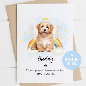Carta di simpatia Havanese, Mi dispiace per la tua perdita, Carta di simpatia per la perdita del cane, Morte del cane, Carta del cane Rainbow Bridge Carta di lutto per animali domestici