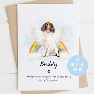 Carta di simpatia per Springer Spaniel inglese, Mi dispiace per la tua perdita, Carta di simpatia per la perdita del cane, Morte del cane, Carta del cane Rainbow Bridge Carta di lutto per animali domestici
