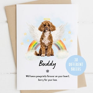 Carta di simpatia barboncino, Mi dispiace per la tua perdita, Carta di simpatia per la perdita del cane, Morte del cane, Carta del cane Rainbow Bridge, Carta del lutto dell'animale domestico