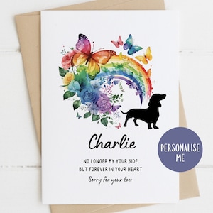 Qualsiasi razza di cane, Carta di simpatia per bassotto, Mi dispiace per la tua perdita, Carta di simpatia per la perdita di un cane, Morte del cane, Carta del cane Rainbow Bridge, Carta di lutto