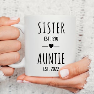 Sister to Aunt Mug, New Auntie Mug, Pregnancy Reveal To Auntie, Personalised Mug, Future Auntie, New Auntie Gift Ideas, New Uncle Gift Ideas