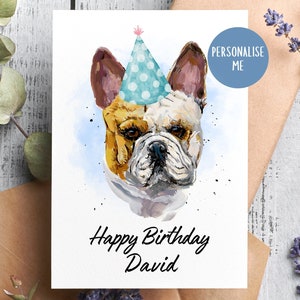 Carte d'anniversaire personnalisée, Bulldog anglais Cad, Carte d'anniversaire personnalisée, Carte pour elle, Cadeau d'anniversaire pour un amoureux des chiens, Merci