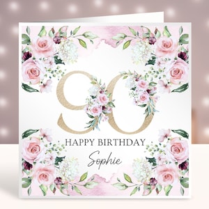 Personalisierte 90er Geburtstagskarte, Karte für sie, 90er Geburtstagsgeschenk, jedes Alter, alles Gute zum Geburtstag, Schwester, Freund, Mutter, Tante, Tochter